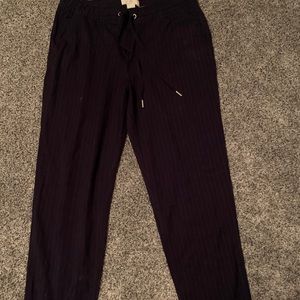 Navy Blue Striped Casual Joggers